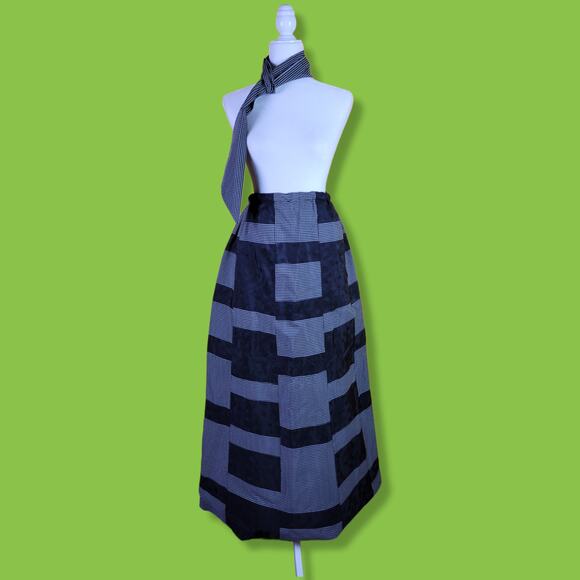 Vintage Mr. Hank Maxi Skirt Plaid and Floral Patchwork with Scarf/Belt - Picture 1 of 6